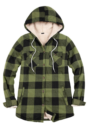 Women's Sherpa Lined Flannel Hoodie – Winter Clearance
