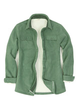 Women's Sherpa Lined Warm Shirt Jacket Button Up Winter Fleece Shirt