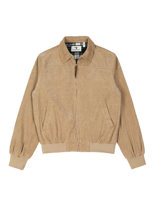 Front view of a women's warm khaki long-sleeves cozy corduroy jacket-XR811KI-S,XR811KI-M,XR811KI-L,XR811KI-XL