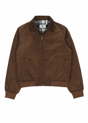 Front view of a womens warm vintage brown long-sleeves cozy corduroy jacket-XR811VB-S,XR811VB-M,XR811VB-L,XR811VB-XL