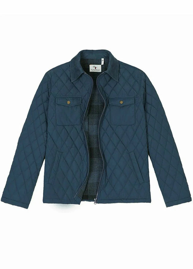 Men s Zip Up Lightweight Quilted Shirt Jacket with Flannel Lining FlannelGo