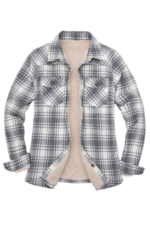 Women's Sherpa Lined Flannel Shirt Jacket, Button Down