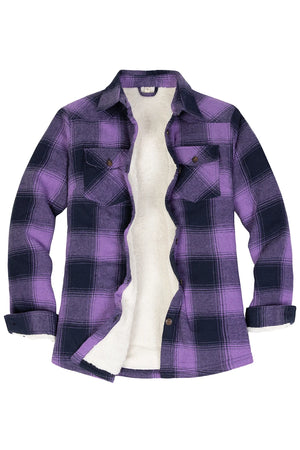 Women's Sherpa Lined Flannel Shirt Jacket, Button Down