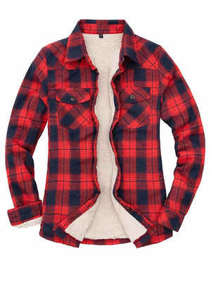 Women's Sherpa Lined Flannel Shirt Jacket, Button Down