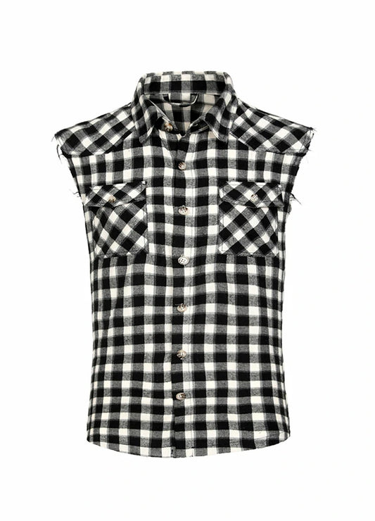 Men's Sleeveless Flannel Shirt,Plaid Vest