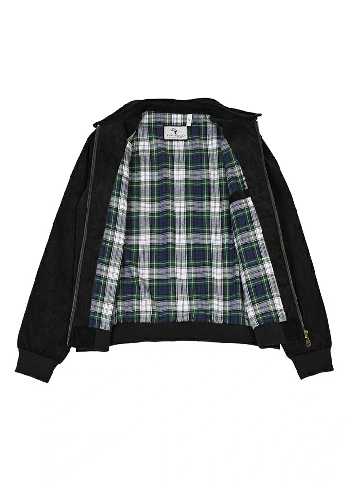 Open view of a women's flannel lined black soft cotton corduroy jacket-XR811BK-S,XR811BK-M,XR811BK-L,XR811BK-XL