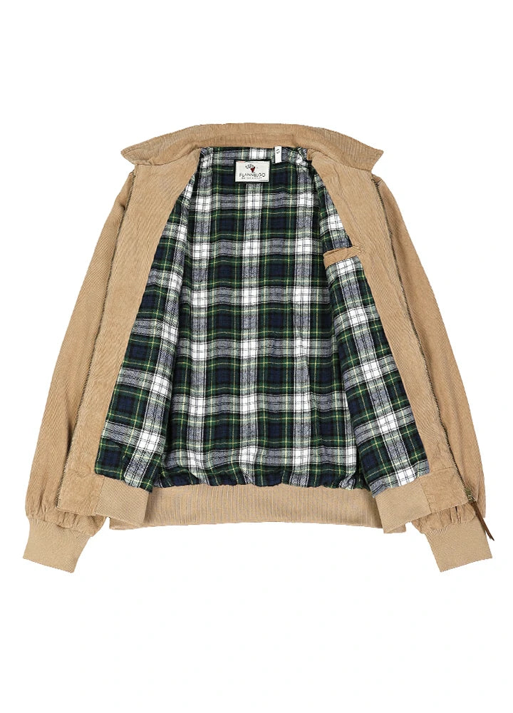 Open view of a women's flannel lined khaki soft cotton corduroy jacket-XR811KI-S,XR811KI-M,XR811KI-L,XR811KI-XL