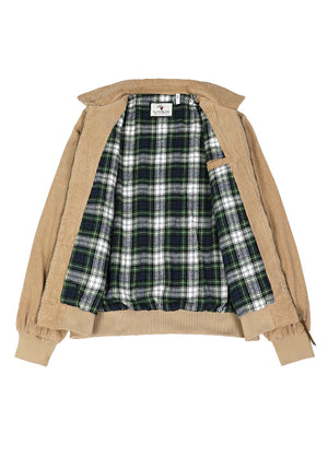 Open view of a women's flannel lined khaki soft cotton corduroy jacket-XR811KI-S,XR811KI-M,XR811KI-L,XR811KI-XL