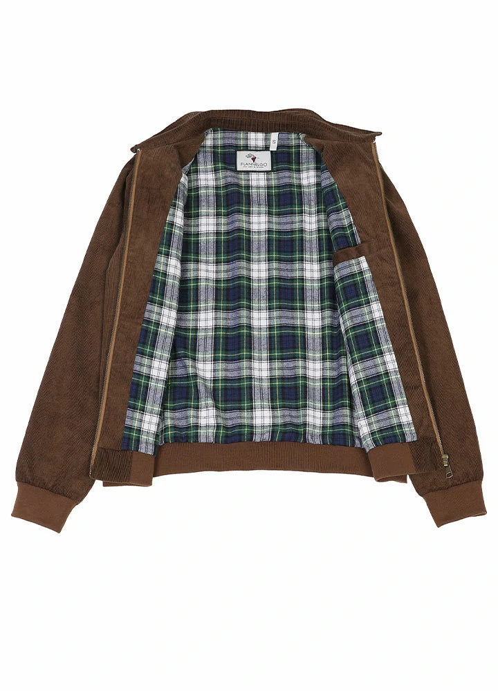 Open view of a women's flannel lined vintage brown soft cotton corduroy jacket-XR811VB-S,XR811VB-M,XR811VB-L,XR811VB-XL