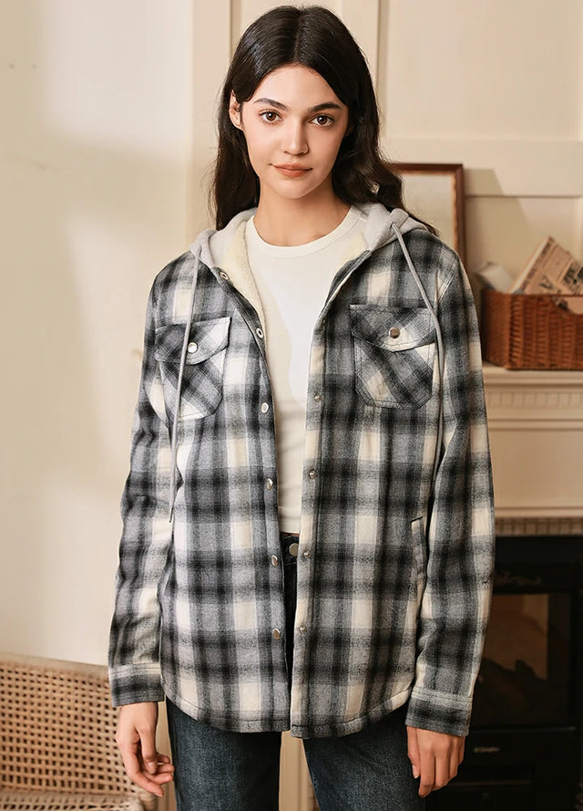 Fleece lined flannel hoodie best sale