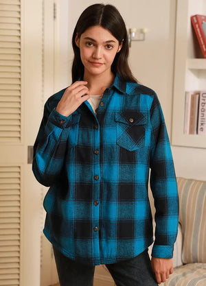 Women's Sherpa Lined Flannel Shirt Jacket, Button Down