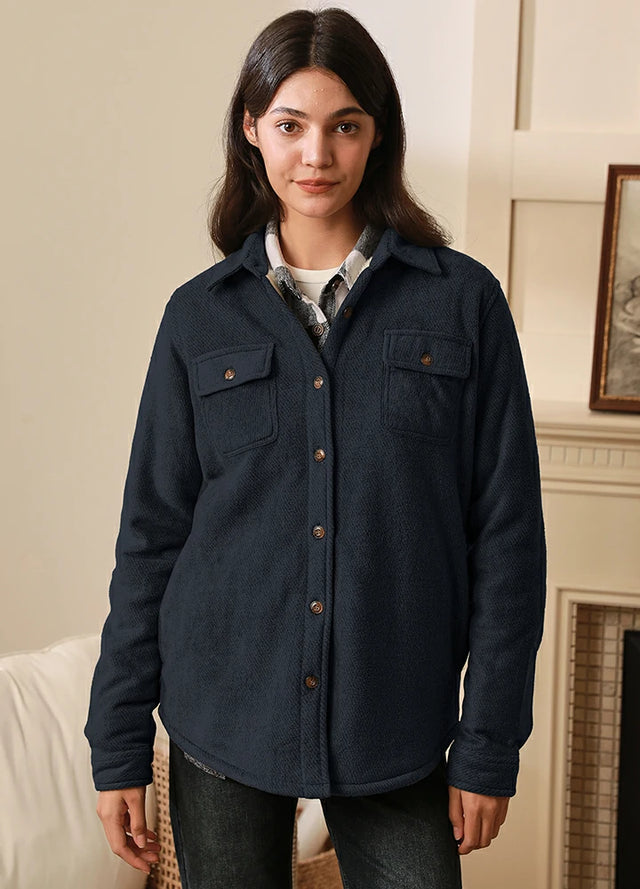 Women s Sherpa Lined Warm Shirt Jacket Button Up Winter Fleece Shirt FlannelGo