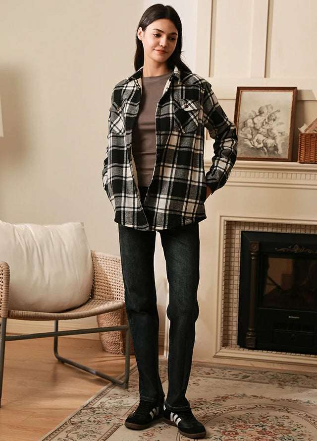 Matching Family Outfits Women s Black White Flannel Shirt Jacket FlannelGo