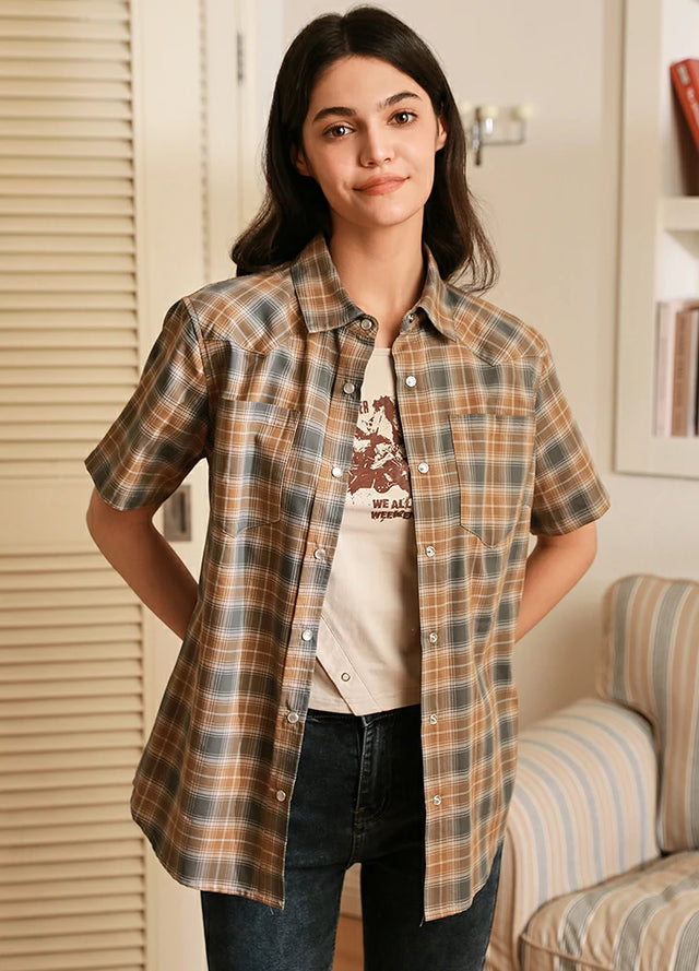 Women s Short Sleeve Western Shirt FlannelGo