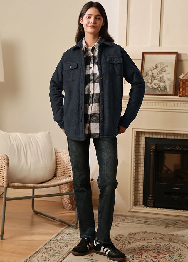 Womens sherpa lined shirt top