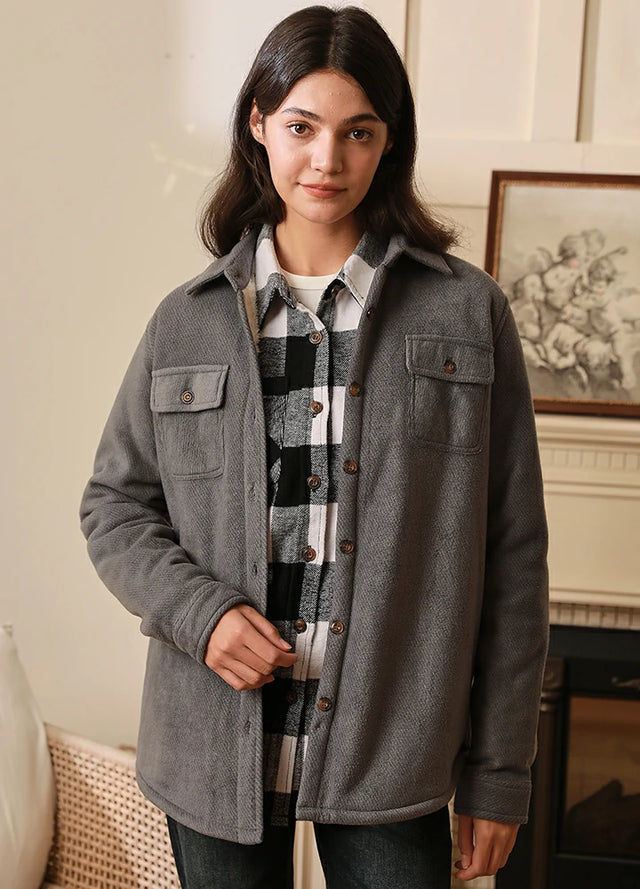 Fleece button up jacket store