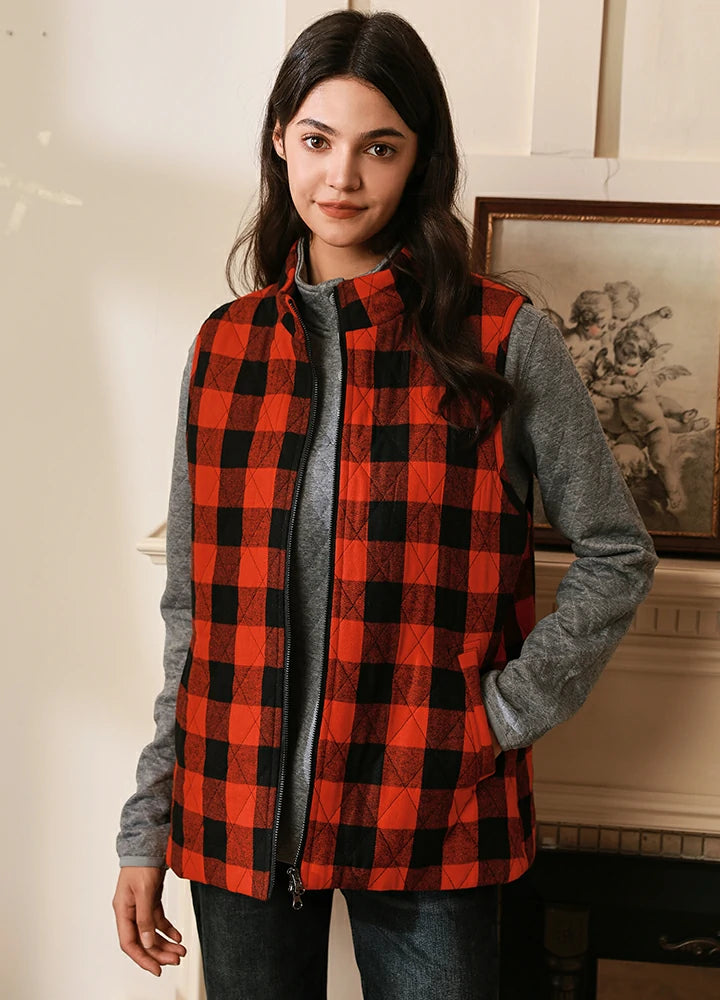 Women s Quilted Plaid Flannel Vest