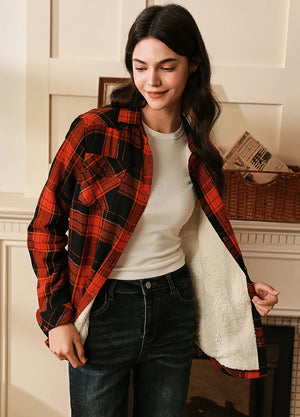 Women's Sherpa Lined Flannel Shirt Jacket, Button Down