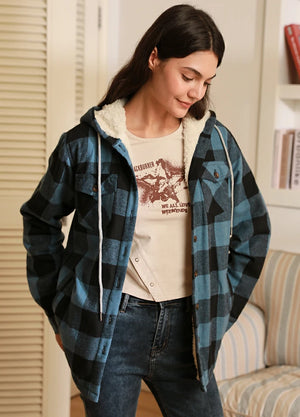Women's Sherpa Lined Flannel Hoodie – Winter Clearance