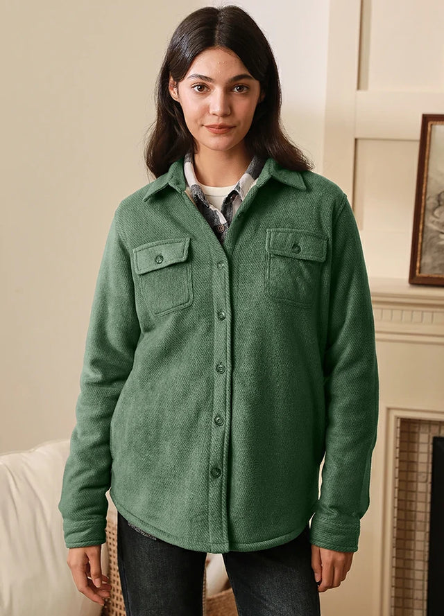 Women s Sherpa Lined Warm Shirt Jacket Button Up Winter Fleece Shirt FlannelGo