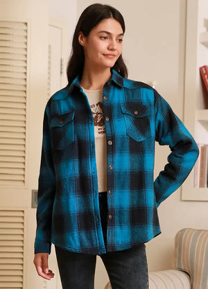Women's Sherpa Lined Flannel Shirt Jacket, Button Down