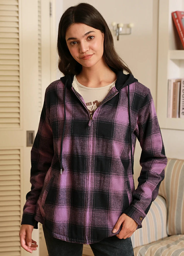 Purple plaid jacket shop