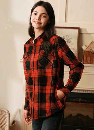 Women's Sherpa Lined Flannel Shirt Jacket, Button Down