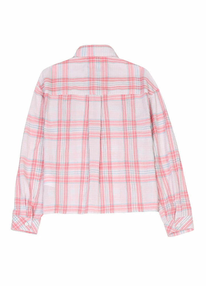 Women's Breathable Flannel Cropped Plaid Shirt