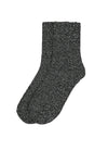 A single dark gray heathered knit sock shown against a plain white background.