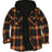 Front view of ebony gold men's zipper flannel shirt jacket with hood 