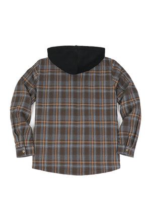 Men's Sherpa Lined Full Zip Up Flannel Plaid Hooded Jacket