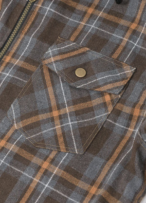 Men's Sherpa Lined Full Zip Up Flannel Plaid Hooded Jacket