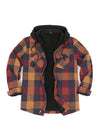 Men's Sherpa Lined Full Zip Up Flannel Plaid Hooded Jacket