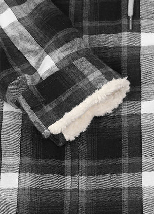 Women's Sherpa-Lined Full Zip Up Flannel Jacket with Fleece Hood