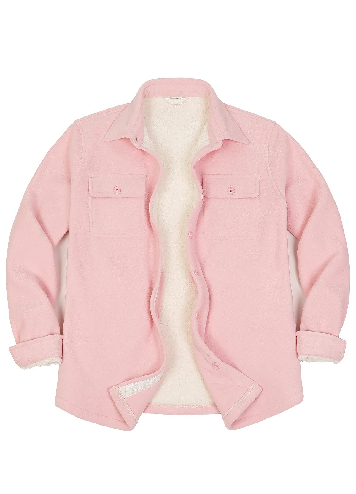 Women's Sherpa Lined Warm Shirt Jacket Button Up Winter Fleece Shirt