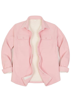 Women's Sherpa Lined Warm Shirt Jacket Button Up Winter Fleece Shirt