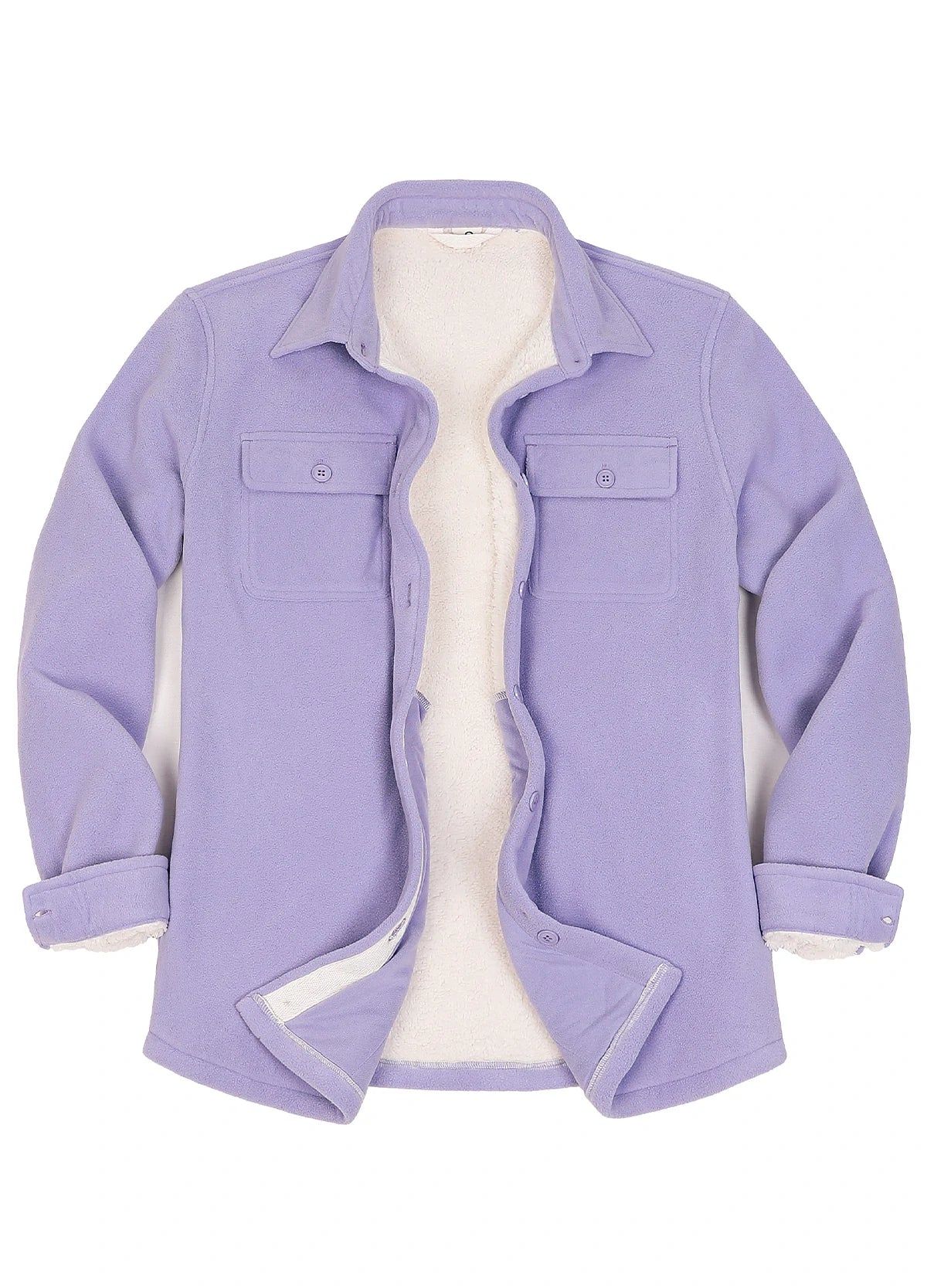Women's Sherpa Lined Warm Shirt Jacket Button Up Winter Fleece Shirt
