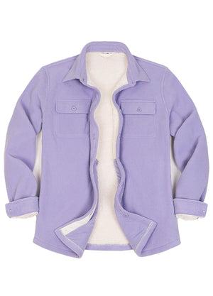 Women's Sherpa Lined Warm Shirt Jacket Button Up Winter Fleece Shirt