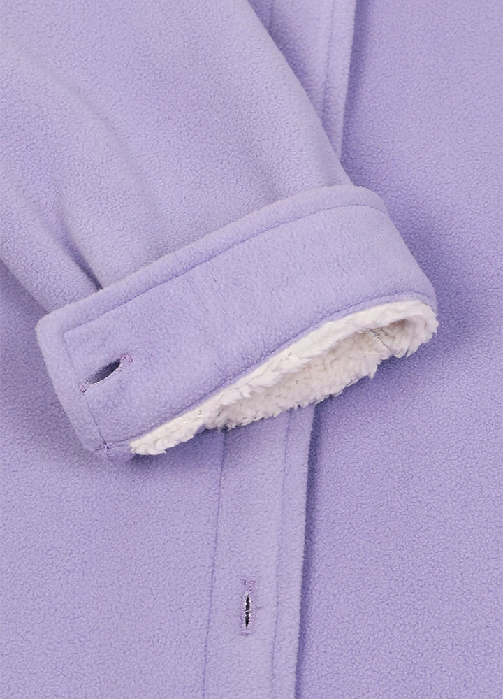 Women's Sherpa Lined Warm Shirt Jacket Button Up Winter Fleece Shirt