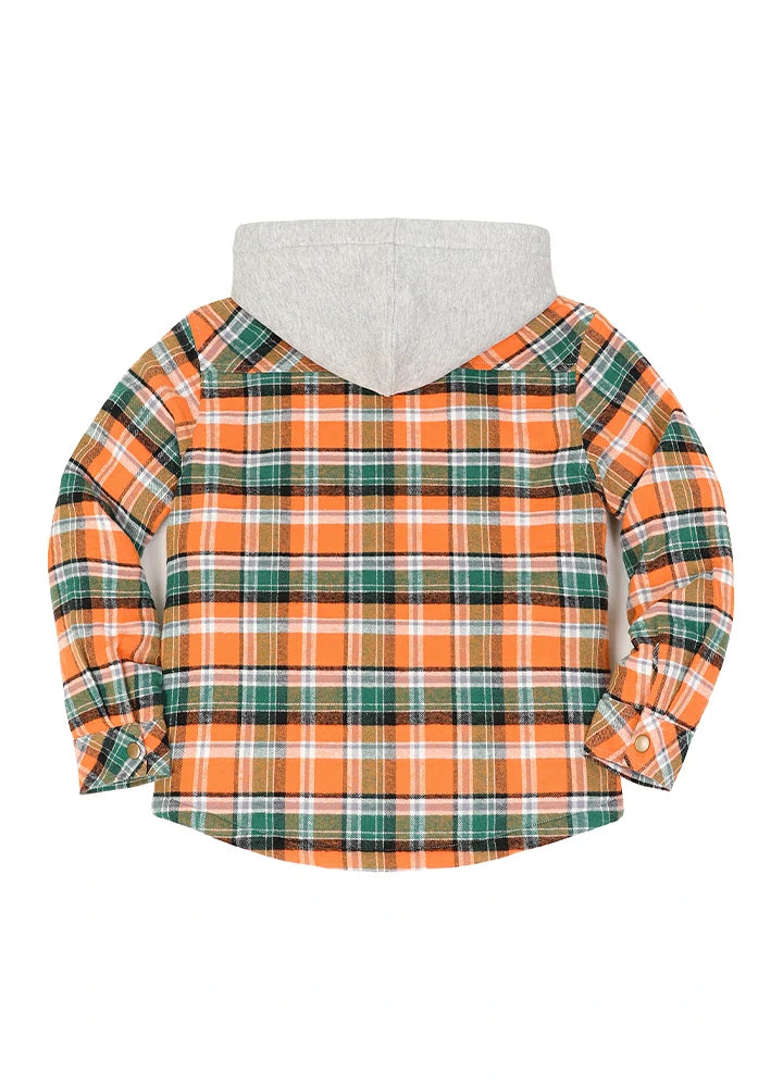 Kids Boys and Girls Quilted Lined Hooded Flannel Shirt Jacket,Snap Button