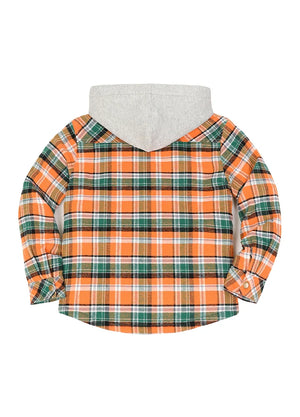 Kids Boys and Girls Quilted Lined Hooded Flannel Shirt Jacket,Snap Button