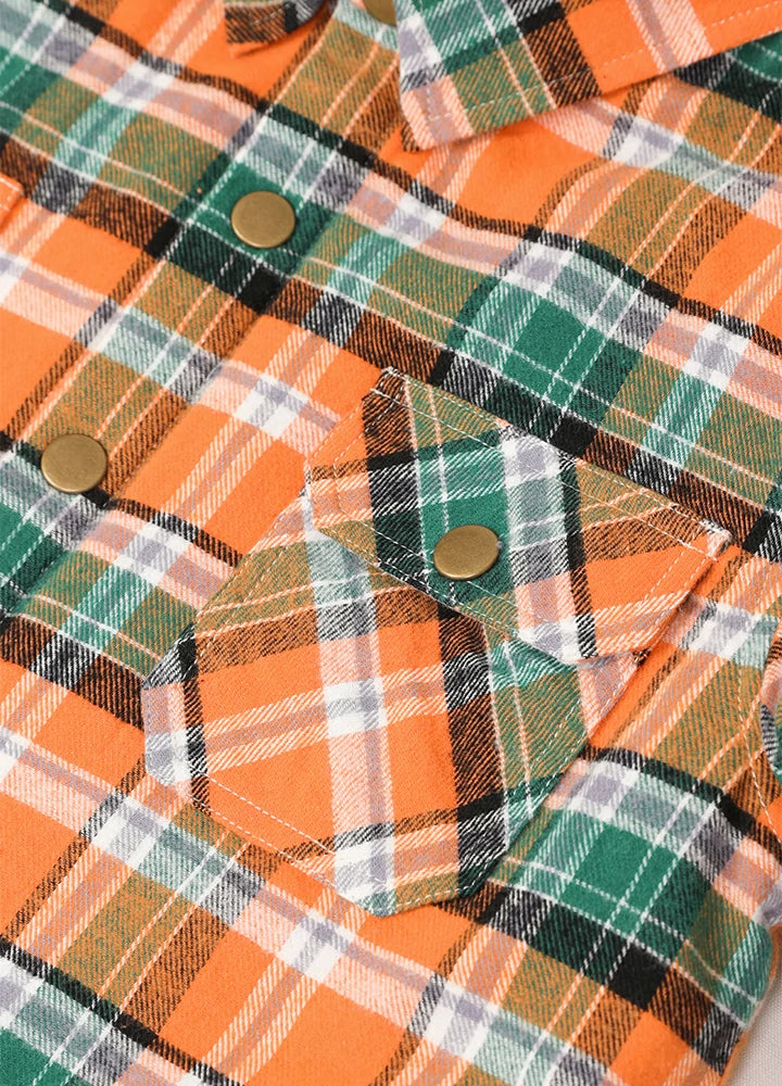 Kids Boys and Girls Quilted Lined Hooded Flannel Shirt Jacket,Snap Button