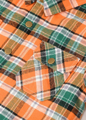 Kids Boys and Girls Quilted Lined Hooded Flannel Shirt Jacket,Snap Button