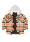 Kids Boys and Girls Quilted Lined Hooded Flannel Shirt Jacket,Snap Button