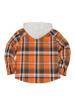 Kids Boys and Girls Quilted Lined Hooded Flannel Shirt Jacket,Snap Button