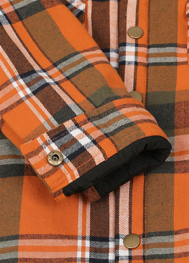 Kids Boys and Girls Quilted Lined Hooded Flannel Shirt Jacket,Snap Button