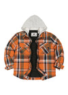 Kids Boys and Girls Quilted Lined Hooded Flannel Shirt Jacket,Snap Button
