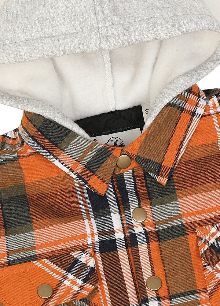 Kids Boys and Girls Quilted Lined Hooded Flannel Shirt Jacket,Snap Button