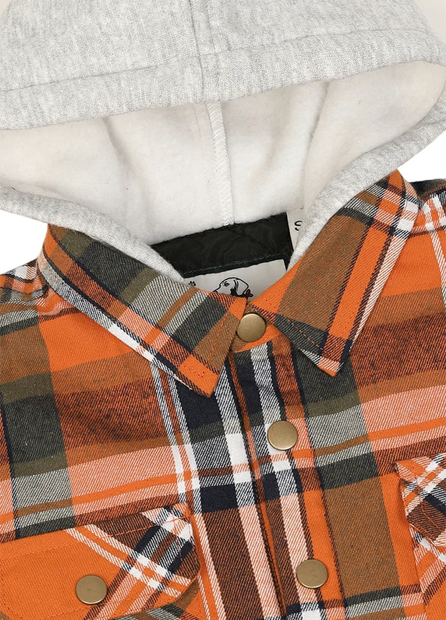 Kids Boys and Girls Quilted Lined Hooded Flannel Shirt Jacket,Snap Button