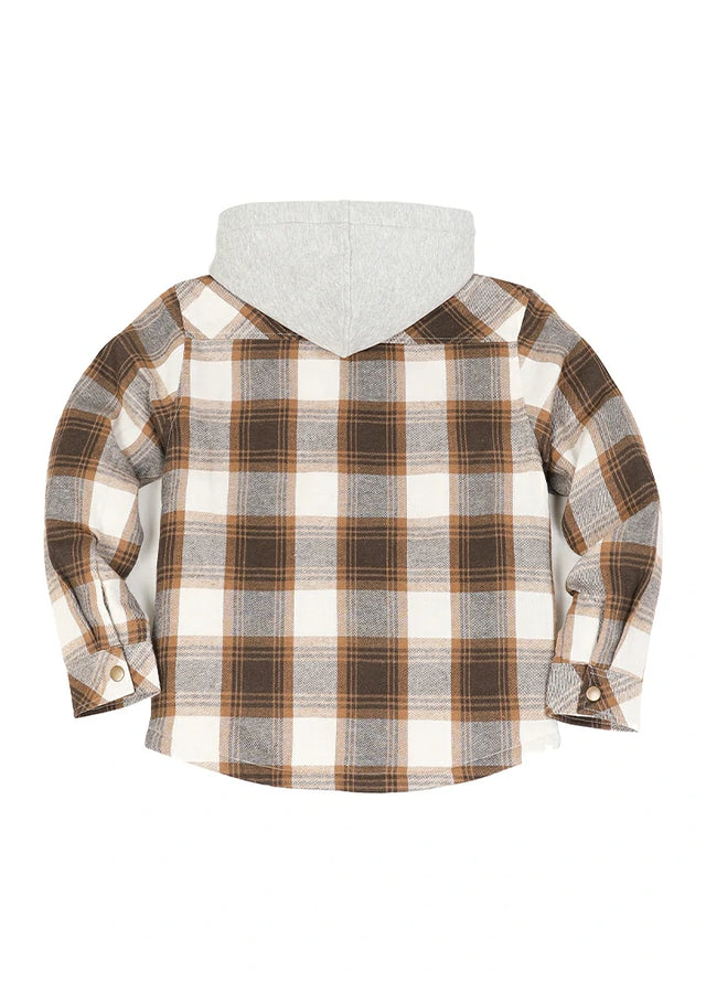 Kids Boys and Girls Quilted Lined Hooded Flannel Shirt Jacket,Snap Button